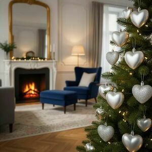 Ca0960 szív alakú karácsonyi gömb készlet 16 db. kép