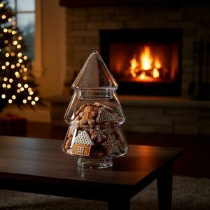 Ca1458 Üvegtartály "Karácsonyfa" 13 x 25 cm kép