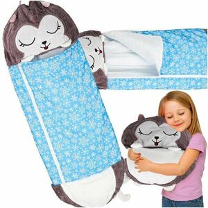 Gyermek hálózsák turista párna 2in1 135x50cm kék kép