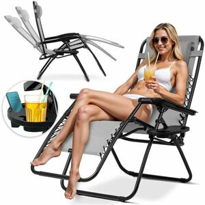 Összecsukható kerti nyugágy párnával chillwell szürke sofotel kép