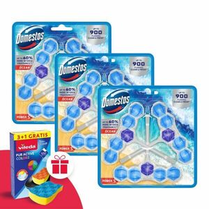 Domestos Power5 WC frissítő blokk Ocean (9x50g) + Ajándék Vileda Szivacs kép