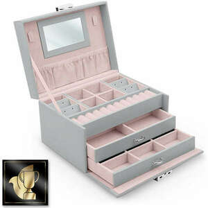 Massido Ékszeres doboz tükörrel - Rózsaszín, Szürke kép