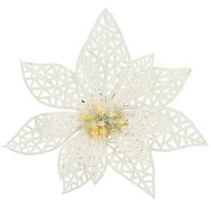 Springos Karácsonyi dekoráció "virág" - fehér/csillám kép