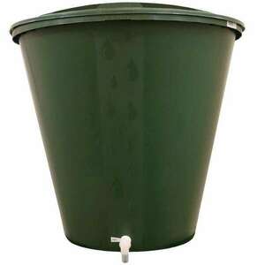 Esővízgyűjtő ECOTANK kerek 210 literes, tetővel, csappal kép