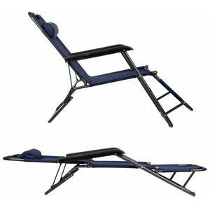 Springos kerti Napozószék, összecsukható, 120kg - Sötétkék kép