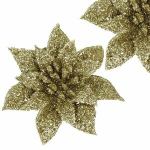 Springos Karácsonyi dekoráció mikulásvirág arany 11x11 cm kép