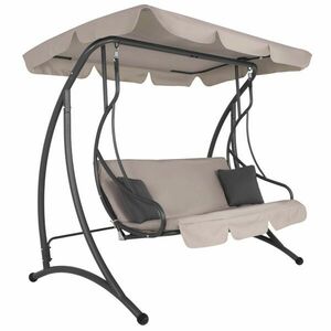 Springos 3 személyes kerti Hintaágy állítható tetővel - Bézs, Szürke kép