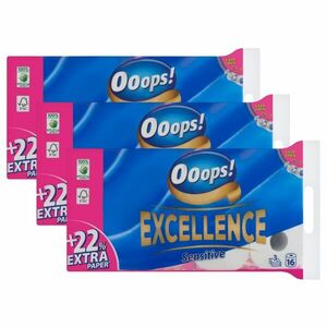 Ooops! Excellence Sensitive 3 rétegű Toalettpapír 3x16 tekercs kép