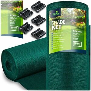 Árnyékolóháló 1.5x50m 140g/m2 + 50 klipsz zöld kép