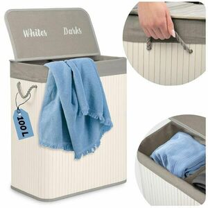 Bambusz szennyeskosár fedővel 100 l massido kép