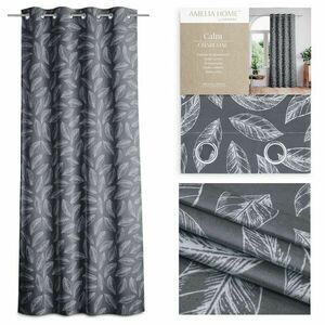 Sötétítő függöny CALM grafitszürke nyomott motívum ezüst fém bárs... kép