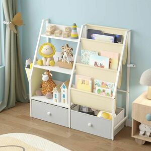 Pepita 3 szintes Könyvespolc és Játéktároló, Fehér-Barna kép