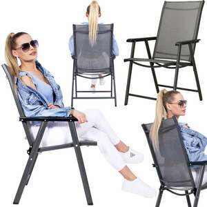 Springos kerti szék - 96 x 57 x 56 cm - fekete-szürke kép