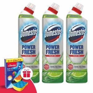 Domestos Power Fresh WC Tisztító Gél Lime 3x700ml + Ajándék Viled... kép