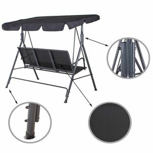 Springos Fiona kerti Hintaágy 3 személyes - Grafitszürke kép