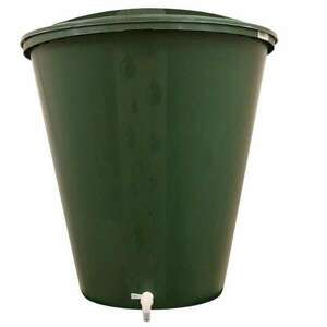 Esővízgyűjtő ECOTANK kerek 300 literes, tetővel, csappal, zöld kép