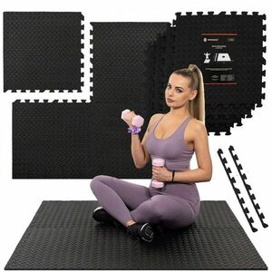 Springos Edzőszőnyeg 60x60x1, 2cm 4 db - Fekete kép