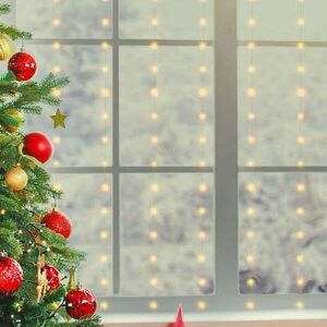 Micro LED-es fényfüggöny, beltéri, 3x2m, 10 fényfüzér / 20LED, me... kép