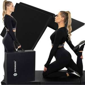 Springos összecsukható Edzőszőnyeg 180x60x5cm - Fekete kép