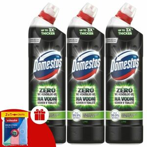 Domestos Zéró Lime WC Vízkőoldó 3x750ml + Ajándék Vileda Törlőkendő kép