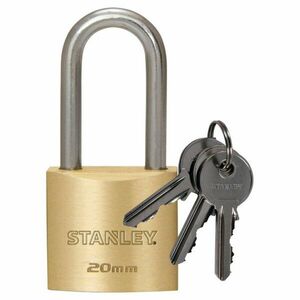 STANLEY S742-040 rézlakat, 20 mm, 3 kulcsos, dupla reteszelésű kengyel kép