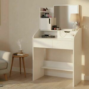 Funfit modern Fésülködőasztal tükörrel és 4 fiókkal - Fehér kép