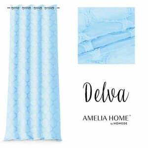 Függöny DELVA égkék hímzett motívum boho fűzőkarika 140x250 ameliahome kép