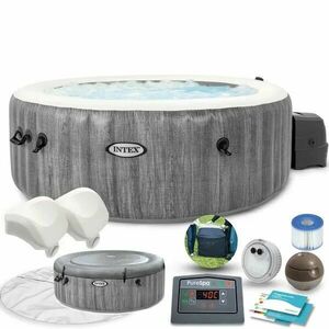 Intex PureSpa Greywood Deluxe 4 személyes 196x71cm Felfújható Jak... kép
