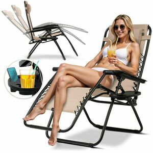 Összecsukható kerti nyugágy párnával chillwell bézs sofotel kép