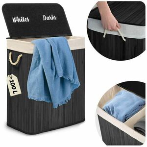 Bambusz szennyeskosár fedővel 100 l massido kép