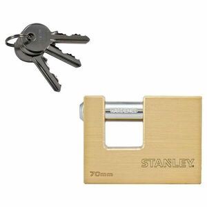 STANLEY S742-026 négyszögletes tömör rézlakat, 70 mm, 3 kulcsos kép