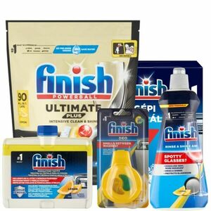 Finish Ultimate Plus All in 1 Kezdőcsomag tisztító folyadékkal, 9... kép