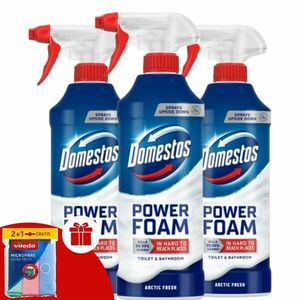 Domestos Power Hab spray Arctic Fresh 3x435ml + Ajándék Vileda Tö... kép