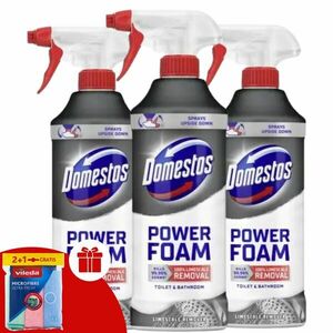 Domestos Power Foam WC és Fürdőszoba Tisztító Spray 3x435ml + Ajá... kép