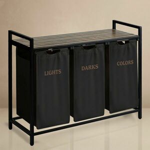 Háromkamrás szennyeskosár 120 literes Massido kerettel kép