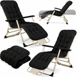 Összecsukható kerti nyugágy párnával chillwell kanapé szék 2 db fekete kép