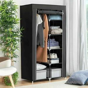 Retoo textil Gardrób 6 polccal és fogassal - szürke kép