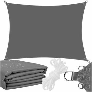 Springos vízálló szögletes Napvitorla 4x2m 160 g/m2 - Grafit kép