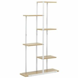 Fém és MDF polc 6 polccal, 60x20x113 cm, fehér és barna kép