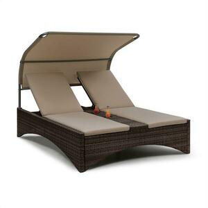 Blumfeldt Eremitage Double Lounger, kétszemélyes napozóágy, alumínium / rattan, barna kép