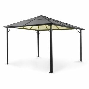 Blumfeldt Pantheon Solid Sky Ambient Solar, pavilon tetővel, 3 × 4 m, polikarbonát, alumínium, megvilágított kép
