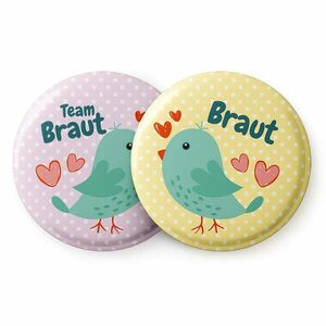 Spielehelden Vogel II jelvények leánybúcsú ajándék 12 kitűző 5, 6 cm extra nagy leánybúcsú ajándék kép