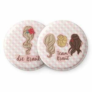 Spielehelden Haare jelvények leánybúcsú ajándék 12 kitűző 5, 6 cm extra nagy leánybúcsú ajándék kép