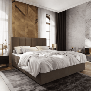 Kárpitozott boxspring ágy MERALIS 160x200 cm barna Matrac: Bonell rugós matrac kép