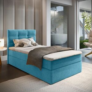 Kárpitozott boxspring ágy GLORIEN VELVET 90x200 cm kék Matrac: Bonell rugós matrac kép
