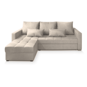 Krém színű kihúzható sarokkanapé ZENOVA 220 x 140 cm, kétoldalas kép