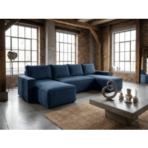 U alakú ülőgarnitúra SMART COSARO 295x140 cm, sötétkék kép