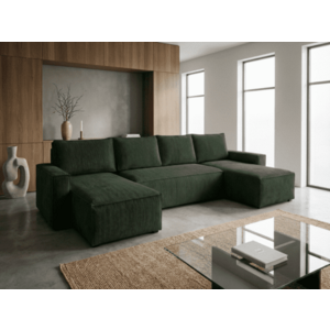 U alakú ülőgarnitúra SMART COSARO 295x140 cm, sötétzöld kép