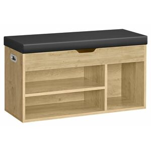 Cipőtartó pad fekete eko bőr ülőkével TAYLOR ARTISAN 80x30x44 cm kép