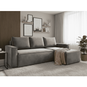 AKCIÓ Világosszürke kihúzható sarokkanapé CAVELO, kétoldalas II. osztály kép